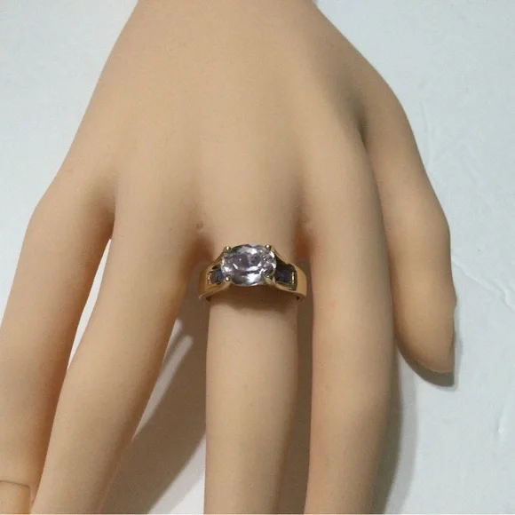 14k Gold Kunzite and Tanzanite Ring - Picture 2 of 12